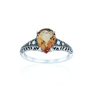 Citrine Pear Shape with Marcasite Ring - 01R563CTF Citrine Pear Shape with Marcasite Ring - 01R563CTF